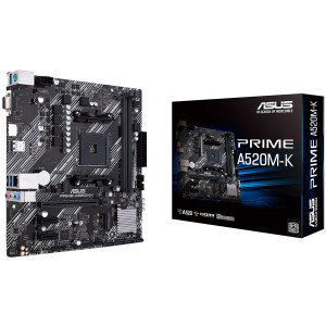 ASUS PRIME A520M-K AM4 mATX MB - AMD A520 2xDIMM DDR4 1xM.2 4xSATA PCIe 3.0 1Gb Ethernet 1xD-SUB 1xHDMI - 90MB1500-M0EAY0