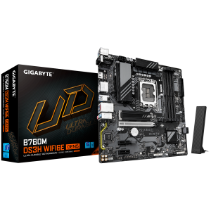 GIGABYTE B760M DS3H WIFI6E GEN5 LGA1700 mATX osnovna plošča - Intel B760, 4xDDR5, 2xM.2, 4xSATA, 2.5Gb LAN, WiFi 6E, BT, 1xHDMI, 2xDP - B760M DS3H WF6E GEN5
