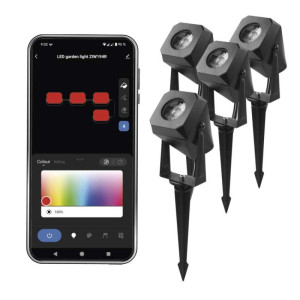 GoSmart zunanja LED-točkovna luč, začetni komplet, 4 deli, 7 W, RGBIC zatemnilna, WiFi
