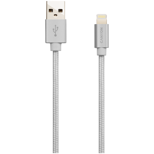 CANYON MFI-3 Charge & Sync MFI braided cable with metalic shell, USB to lightning, certified by Apple, cable length 1m, OD2.8mm, Pearl White - CNS-MFIC3PW