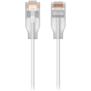 Ubiquiti UACC-Cable-Patch-EL-0.15M-W-24 Nano-thin patch cable with 2.5 GbE and PoE++ support designed to show Etherlighting™ effects, Translucent booted RJ45 for optimal Etherlighting™ brightness, Outer diameter 2.5 mm - UACC-CABLE-PATCH-EL-0.15M-W-24