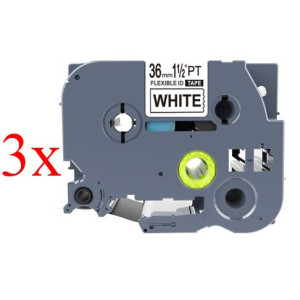 Komplet Brother TZe-FX261 / TZ-FX261 / PT / P-Touch 36mm, prilagodljiv (Flexible), kompatibilni trakovi (3) - črn izpis / bel trak