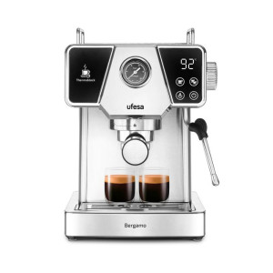 Ufesa UFESA Bergamo espresso aparat za mleti kavni prah, 20 barov pritiska, z manometrom, Thermoblock ogrevanjem in penilcem mleka