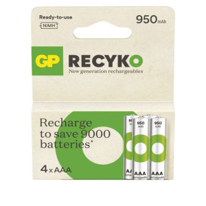 Polnilna baterija GP ReCyko 950 mAh HR03 (AAA) 4kos 4/1