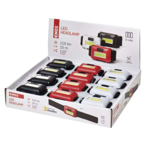 naglavna LED svetilka 1W COB 12 kos, display box 12/1