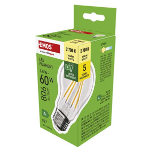 LED žarnica Filament A60 A CLASS/ E27 / 3,8 W (60 W) / 806 lm / toplo bela