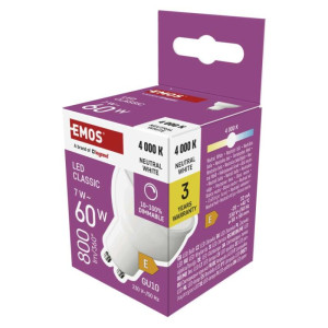 LED žarnica CLassic MR16 / GU10 / 7 W (60 W) / 800 lm / Nevtralna bela / zatemnitev