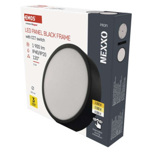 LED svetilo nadometno NEXXO, okroglo, črno, 21W, nastavljiva CCT