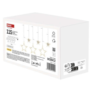LED božični zastor – zvezde, 185x105 cm, notranji, topla bela