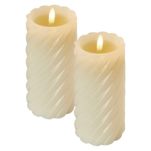 LED dekoracija – voščena svečka, 17 cm, 2x AAA, notranja, toplo bela, 2 kosa, časovnik 2/1