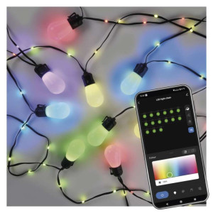 GoSmart LED svetlo. veriga – 15× zabavne žarn., 15m, zunanjo in notranjo upor., RGBIC WiFi