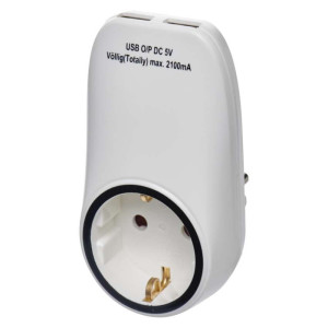 Vtikač 2× USB EURO schuko