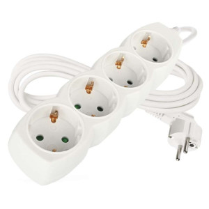 Podaljšek 3 m / 4 vtičnice / beli / PVC / 1,5 mm2