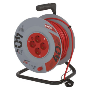 Kolutni podaljšek 40 m / 4 vtičnice / oranžni / PVC / 230 V / 1,5 mm2