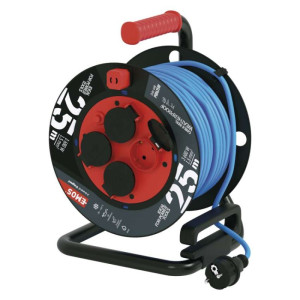 Vremensko odporen kabelski kolut 25 m / 4 vtičnice / modra / PVC / 230 V / 1,5 mm2