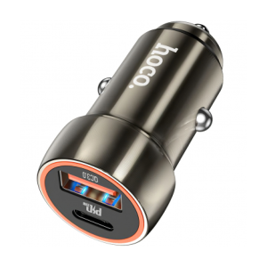 HOCO avtopolnilec Z46A QC 20W 3A z 1x USB-A, 1x Type C za Samsung, Apple - siv